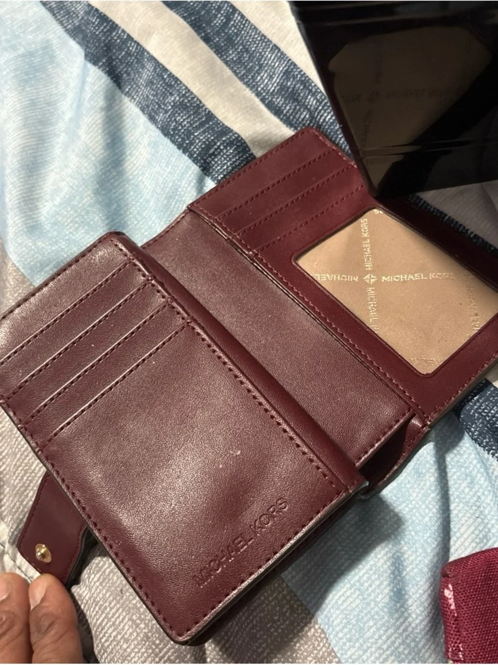 Michael Kors Two-Tone Red and Burgundy Signature Wallet